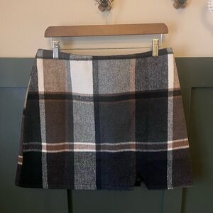 Chicwish Black, Brown & Gray Plaid Mini Skirt